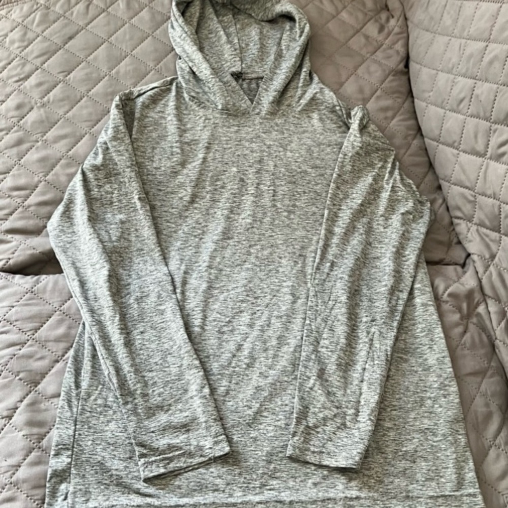 Boy’s L Real Essentials Gray Hooded Long Sleeve Shirt